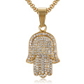 Statement Hip Hop Schmuck Gold Palm Crystal Benutzerdefinierte Iced Out Anhänger Halskette